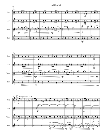 Arirang (Korean Folk Song) (Saxophone Quartet version) image number null
