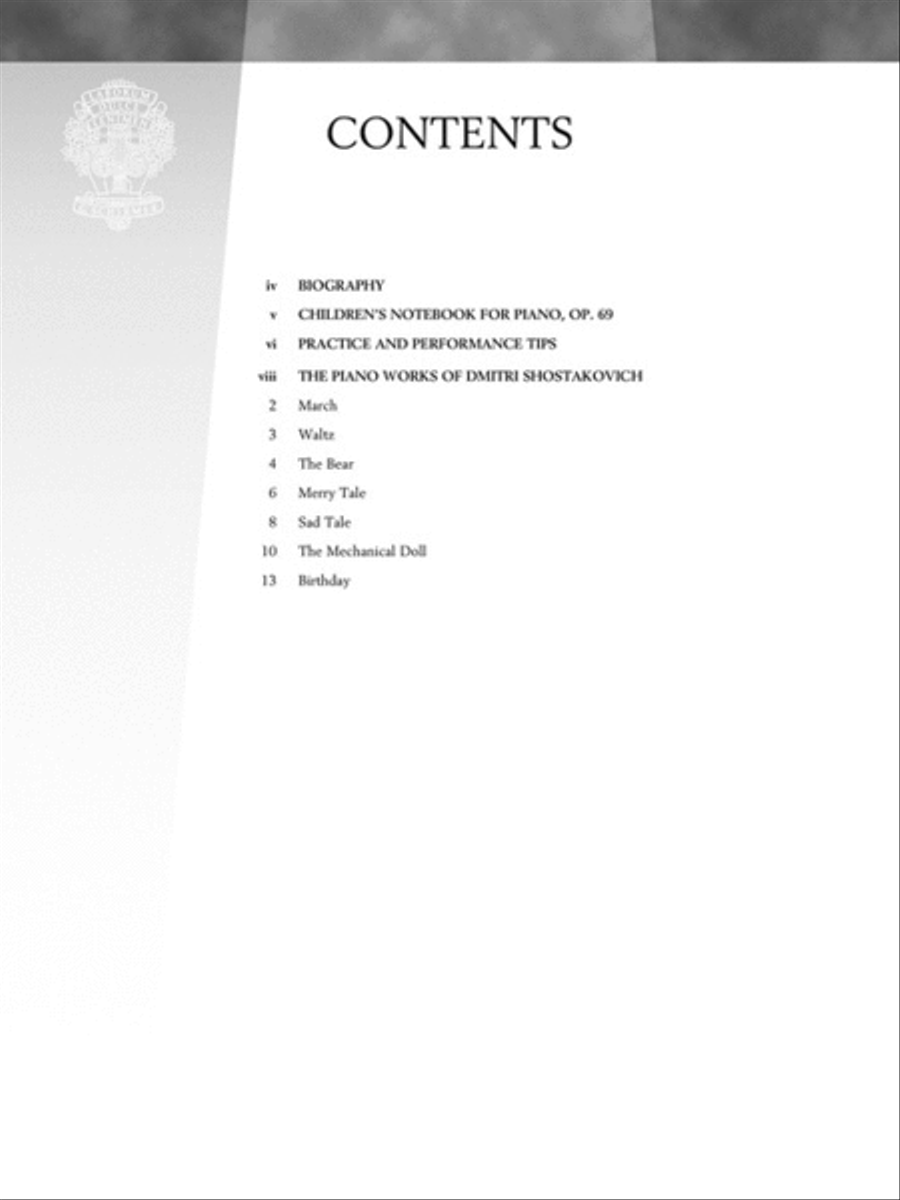 Shostakovich – Children's Notebook, Opus 69 Piano Solo scores gallery preview page 2
