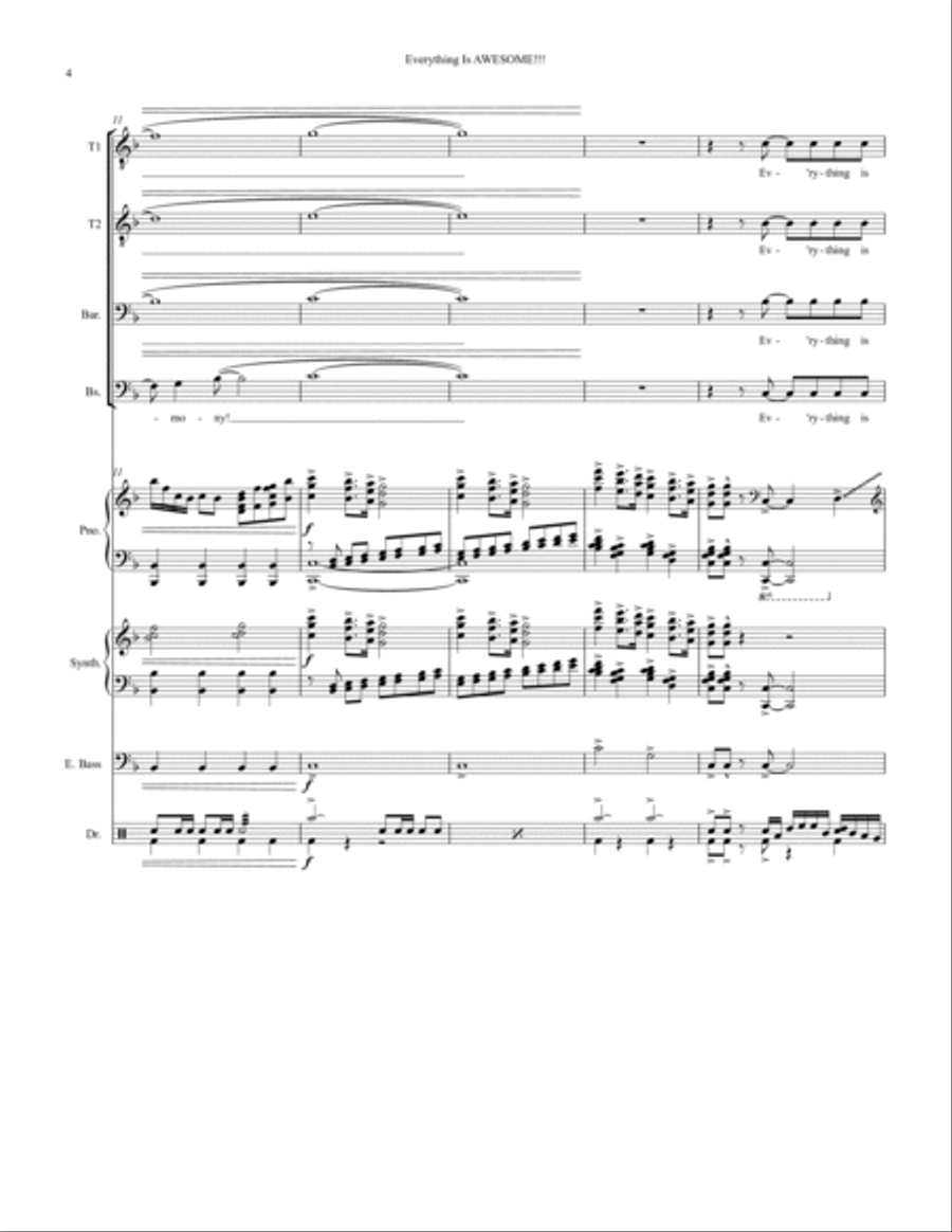 Everything Is Awesome (awesome Remixx!!!) Small Ensemble scores gallery preview page 4