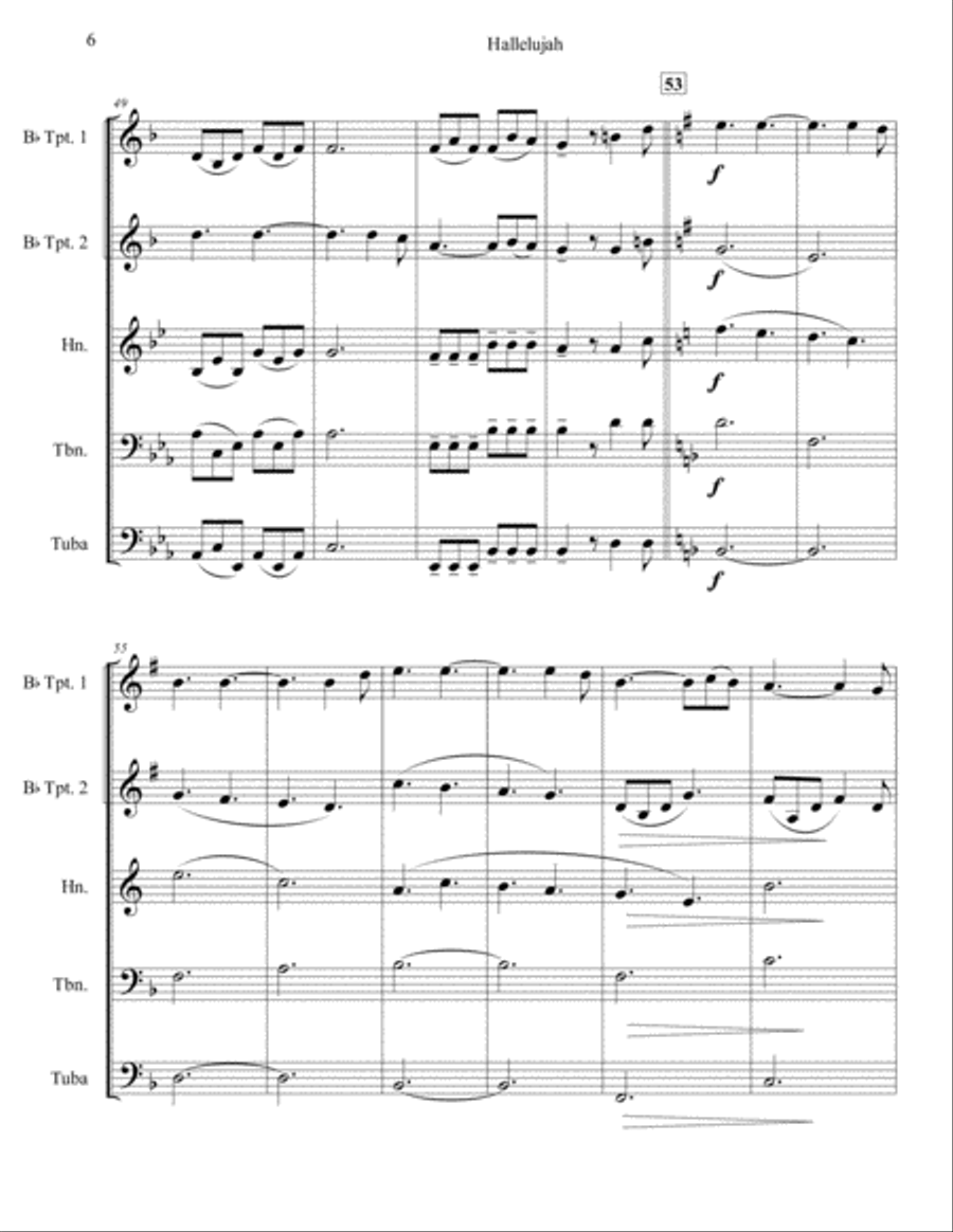 Hallelujah Brass Ensemble scores gallery preview page 6