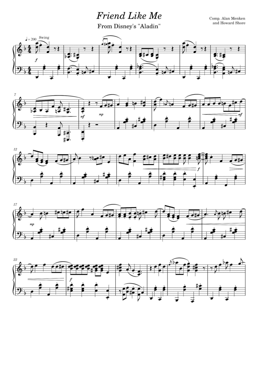 Friend Like Me Friend Like Me Piano Solo scores gallery preview page 1