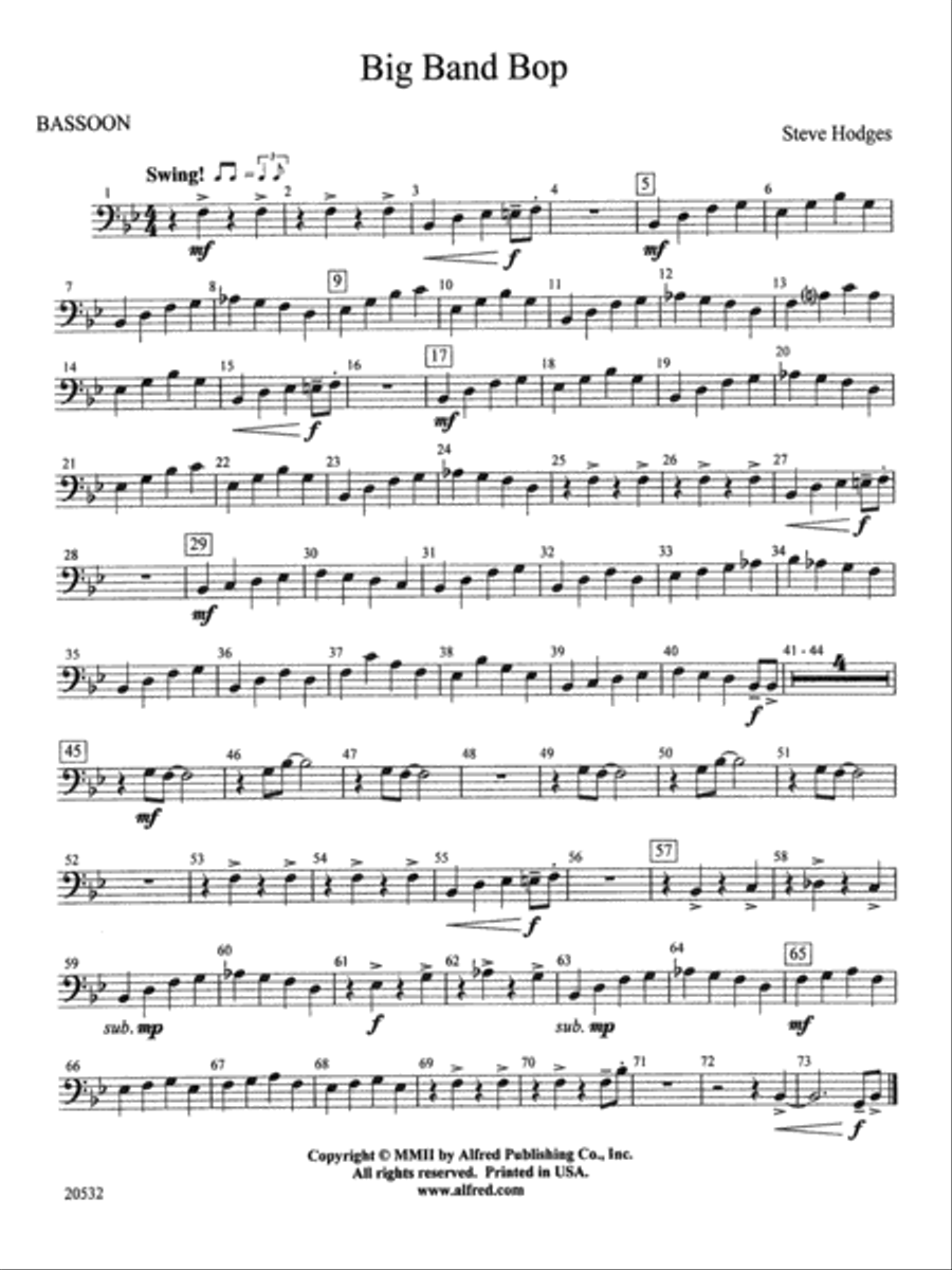 Big Band Bop: Bassoon Concert Band scores gallery preview page 1