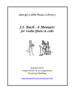 Book cover for 8 Bach Menuets for Violin / Flute & Cello Duo