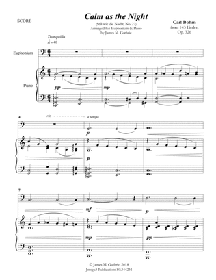 Bohm: Calm as the Night for Euphonium & Piano