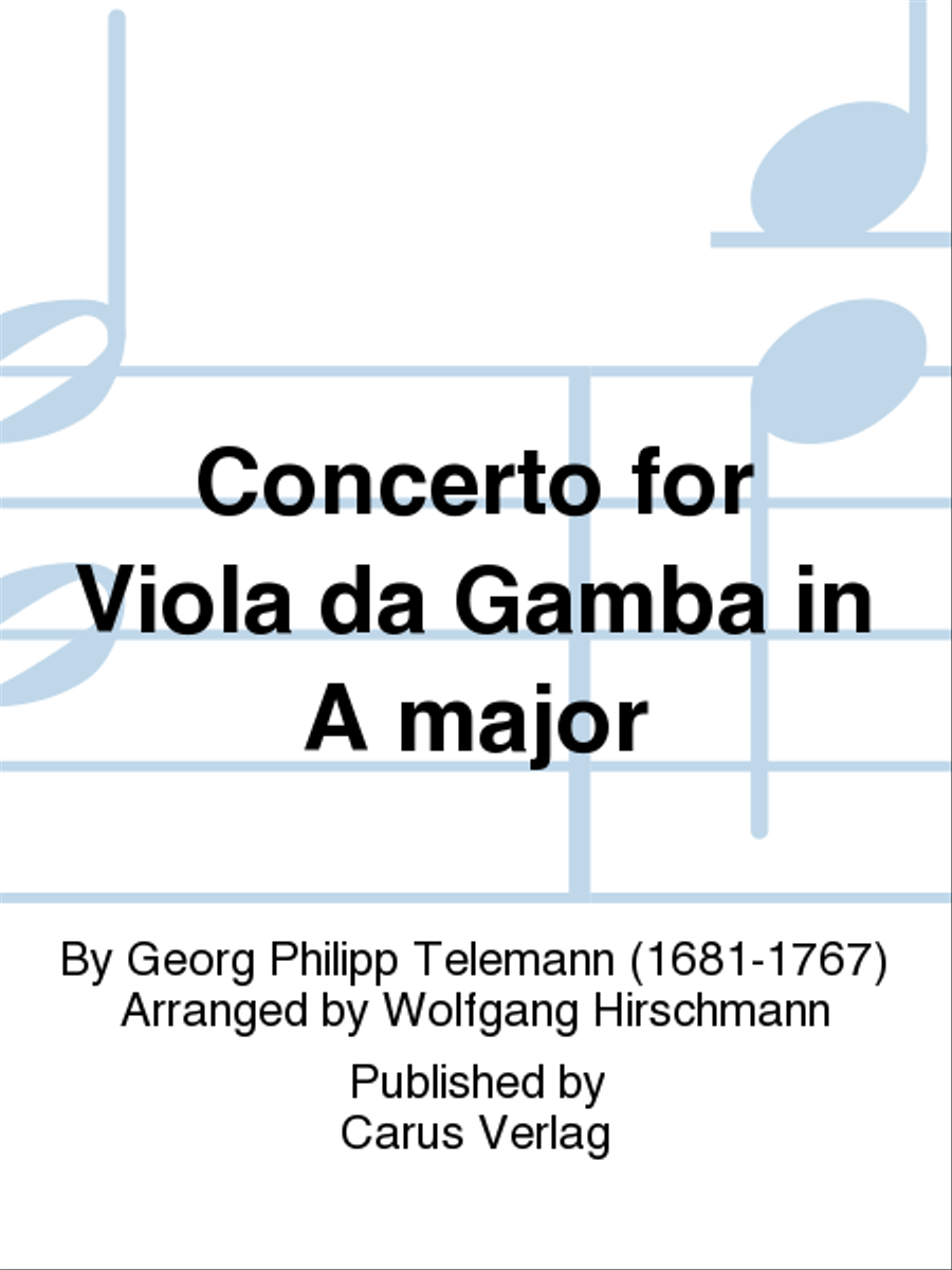 Concerto for Viola da Gamba in A major (Konzert in A fur Viola da Gambe) by Georg Philipp Telemann Cello - Sheet Music