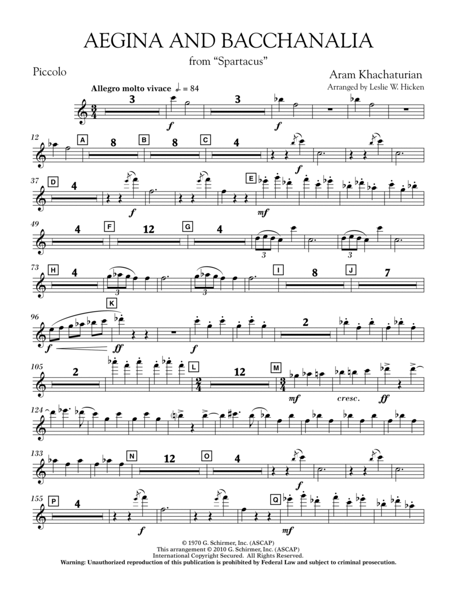 Aegina and Bacchanalia (from Spartacus) - Piccolo Piccolo scores gallery preview page 1