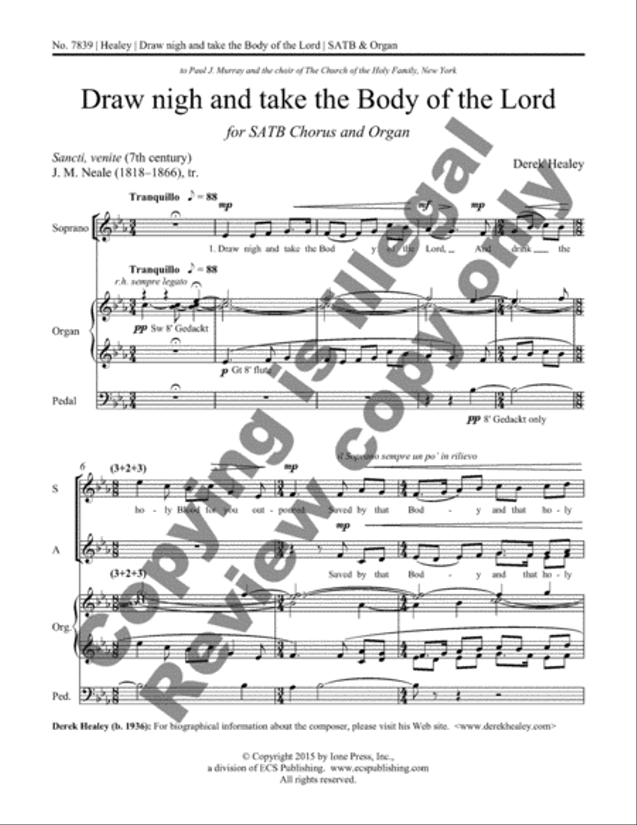 Draw nigh and take the Body of the Lord 4-Part scores gallery preview page 2