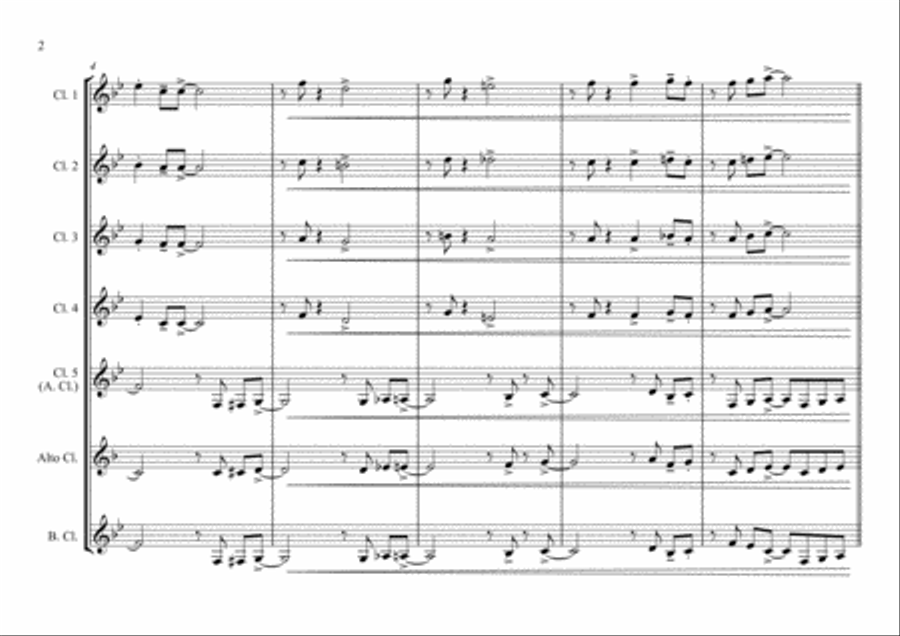 Country Garden - Jazz Arrangement - For Clarinet Choir Clarinet Choir scores gallery preview page 2