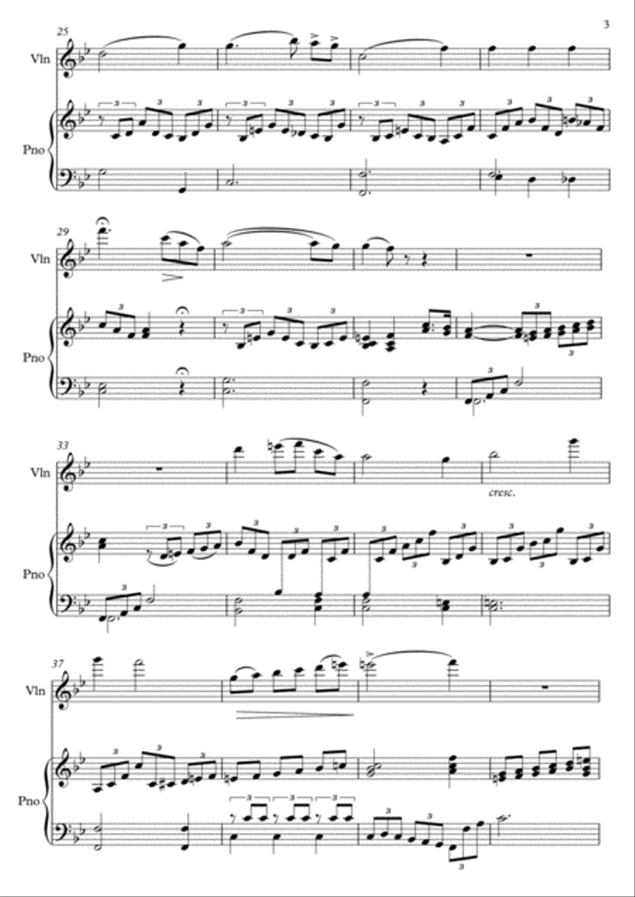Violin Piano Duet Larghetto Violin Solo scores gallery preview page 3