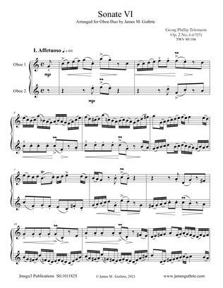Telemann: Sonata Op. 2 No. 6 for Oboe Duo