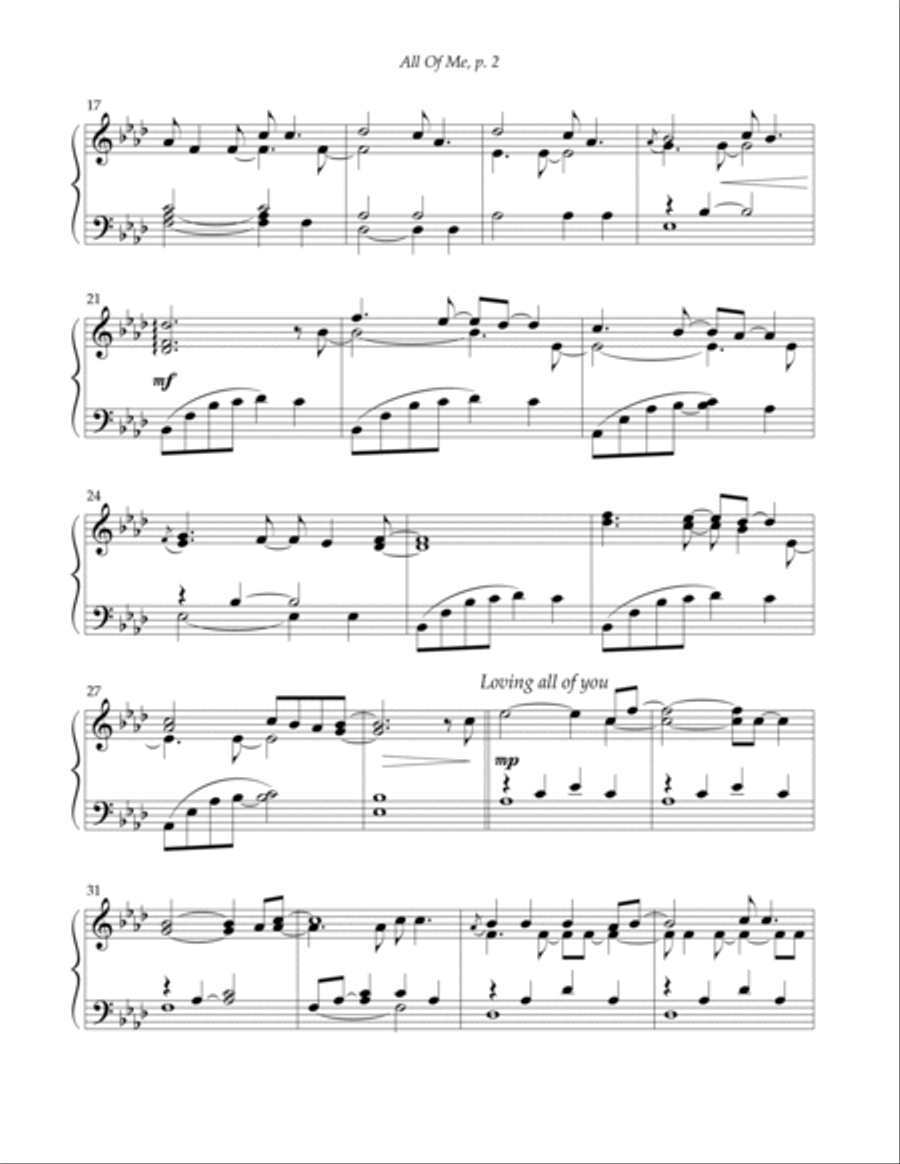 All Of Me Piano Solo scores gallery preview page 2