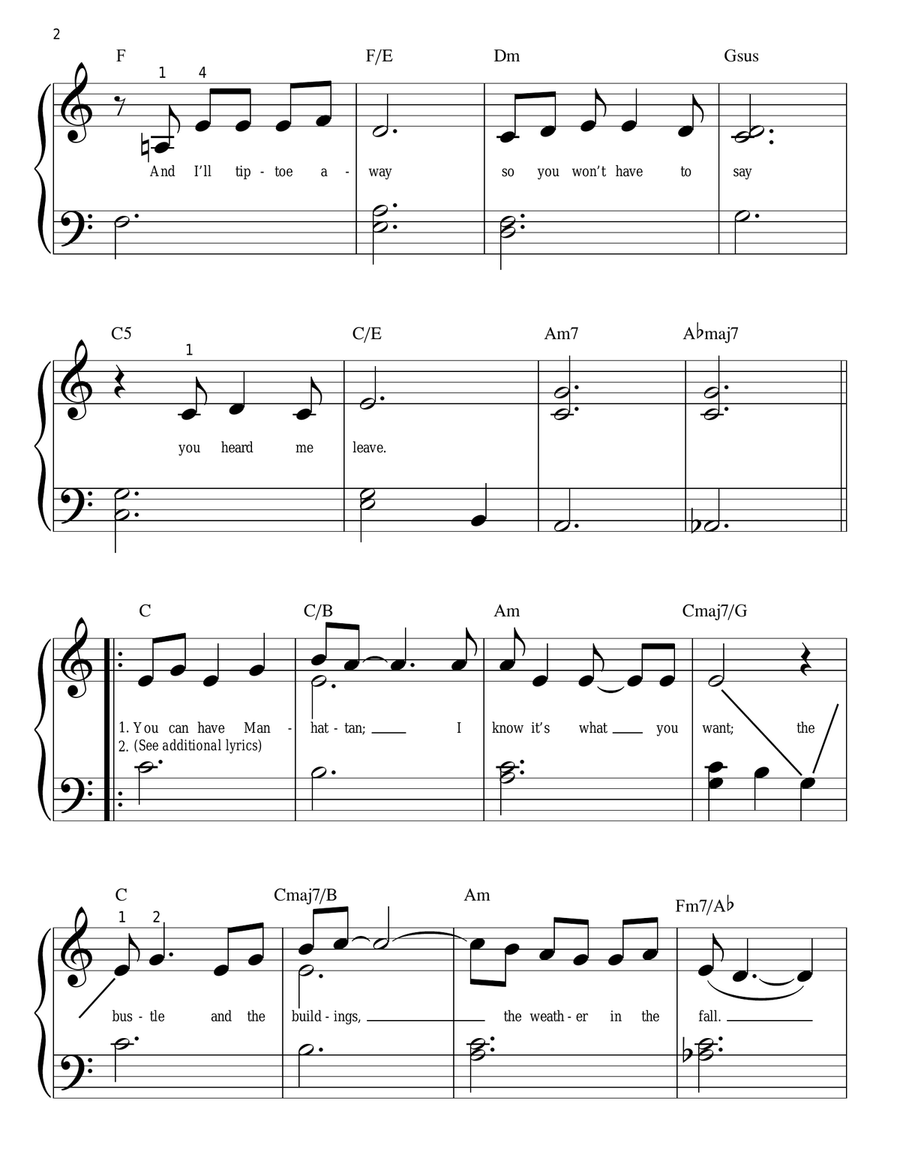 Manhattan Easy Piano scores gallery preview page 2