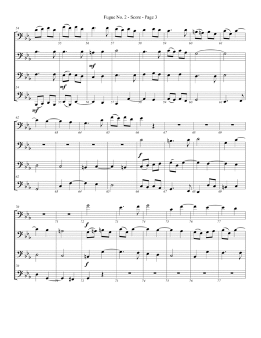 Fugue No. 2 for Trombone or Low Brass Quartet Brass Quartet scores gallery preview page 3