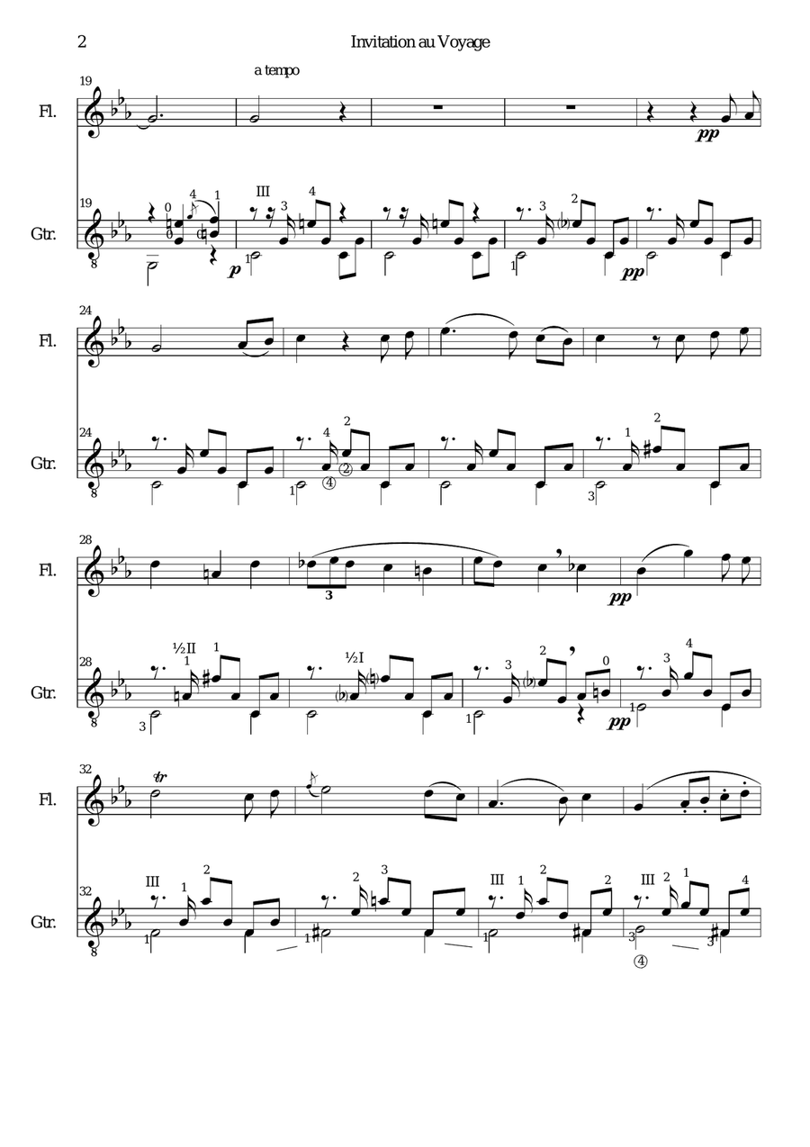 Invitation to the journey (Diepenbrock) for flute and guitar Flute scores gallery preview page 2