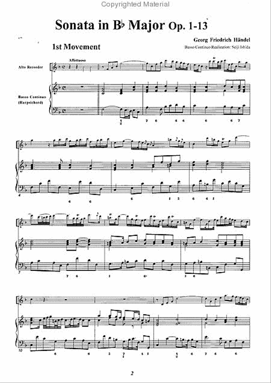 Sonata in F Major, Op. 1-13 Alto Recorder scores gallery preview page 3