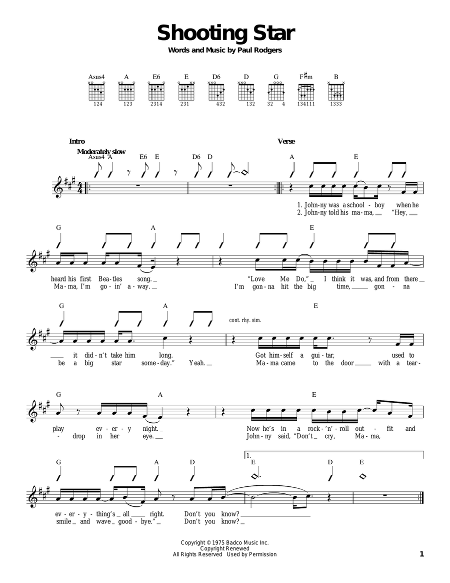 Shooting Star Acoustic Guitar scores gallery preview page 1