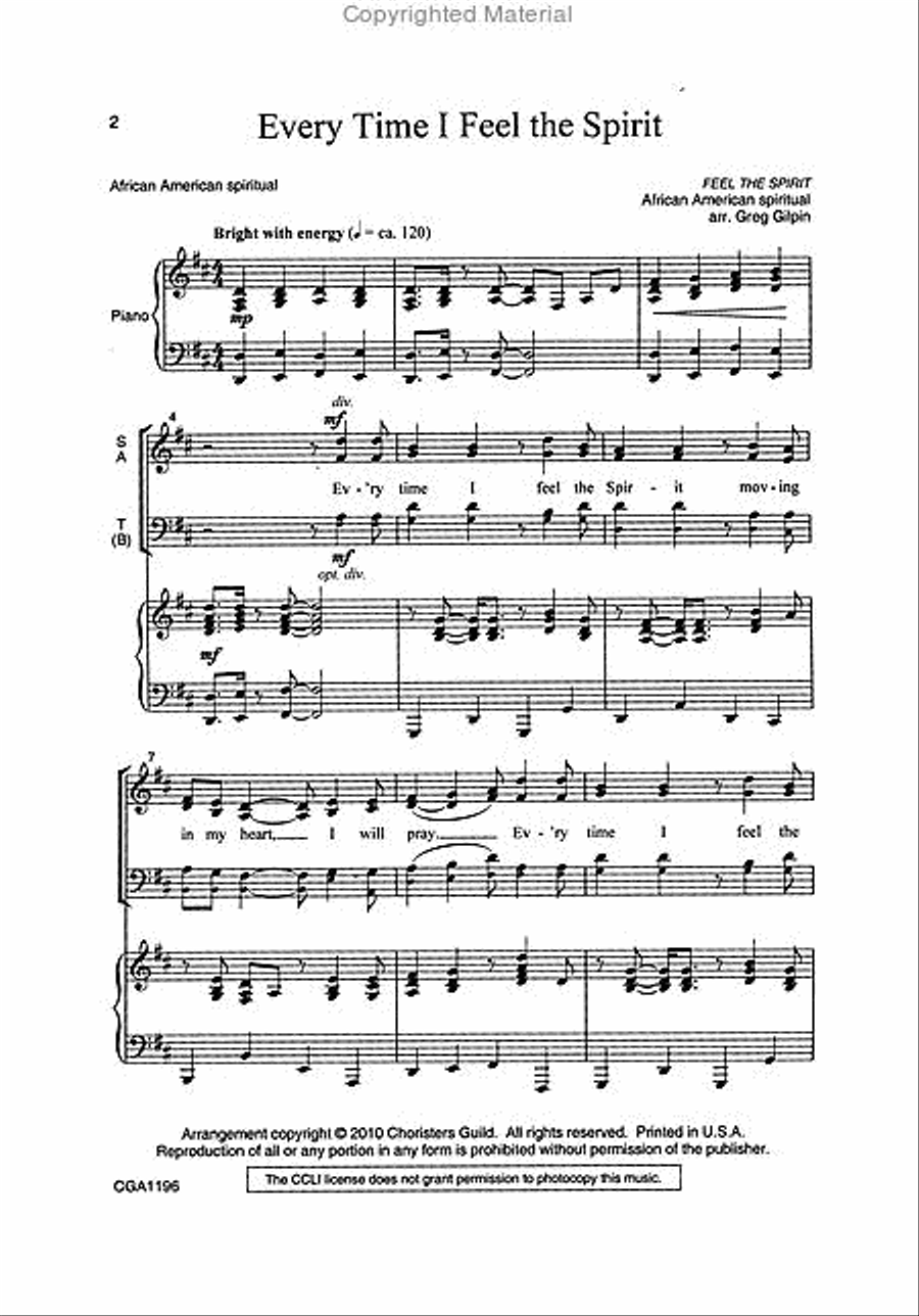 Every Time I Feel the Spirit 4-Part scores gallery preview page 2