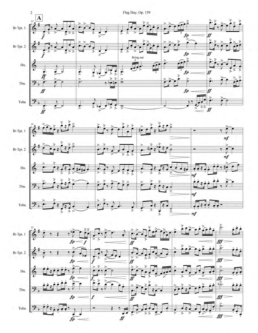 Flag Day, Op. 159 Brass Quintet scores gallery preview page 6