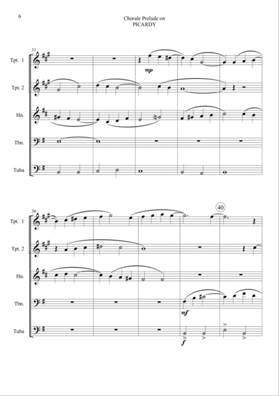 Chorale Prelude on Picardy - Brass Quintet Brass Quintet scores gallery preview page 6