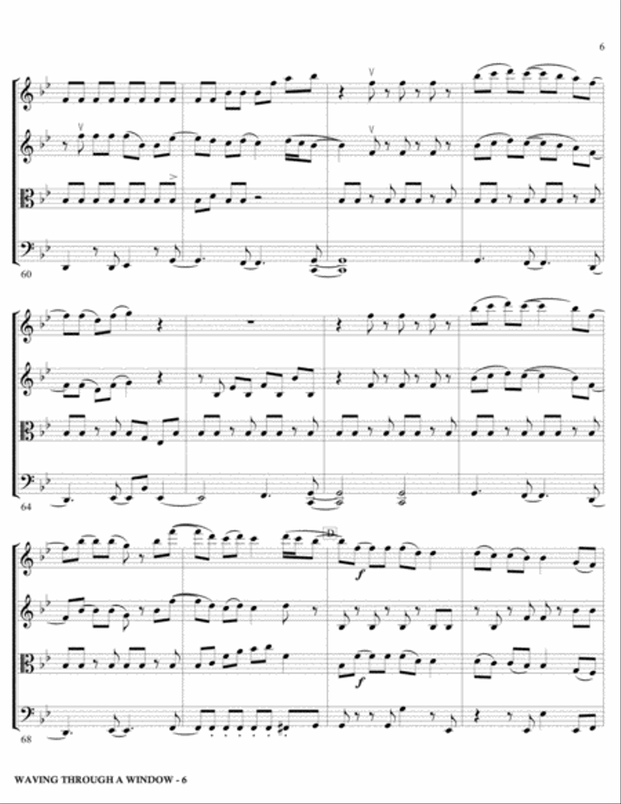Waving Through A Window String Quartet scores gallery preview page 6
