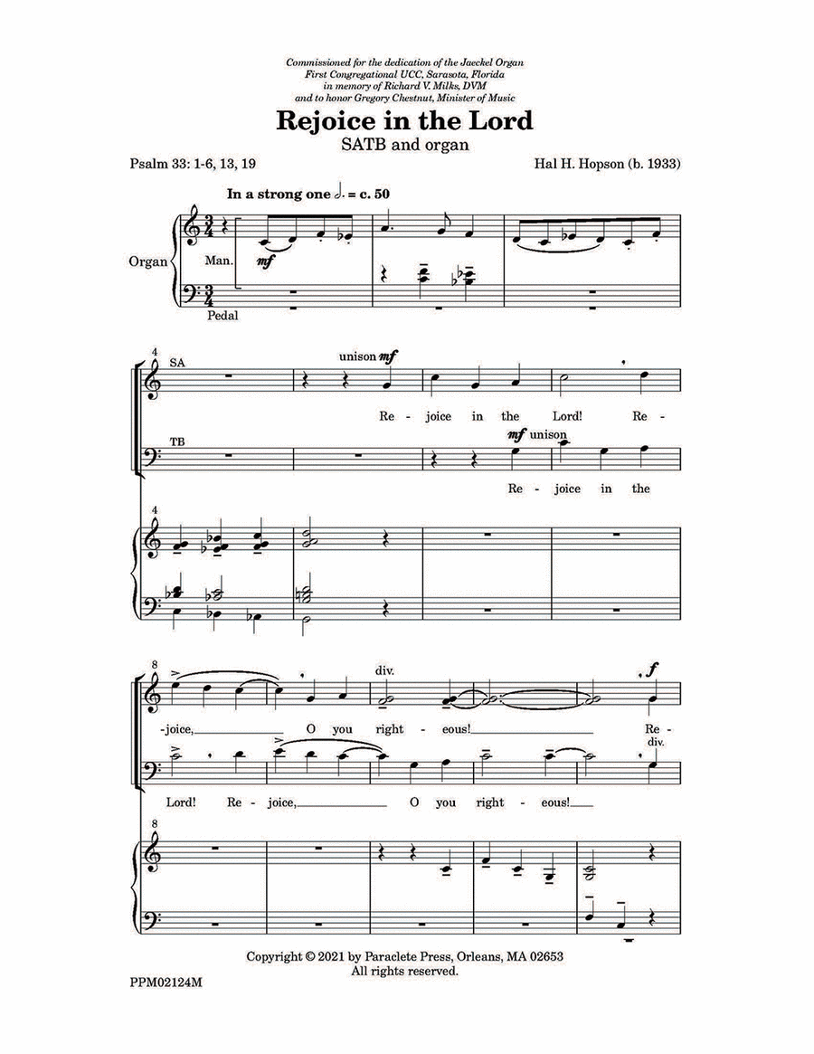 Rejoice in the Lord Rejoice in the Lord 4-Part scores gallery preview page 1