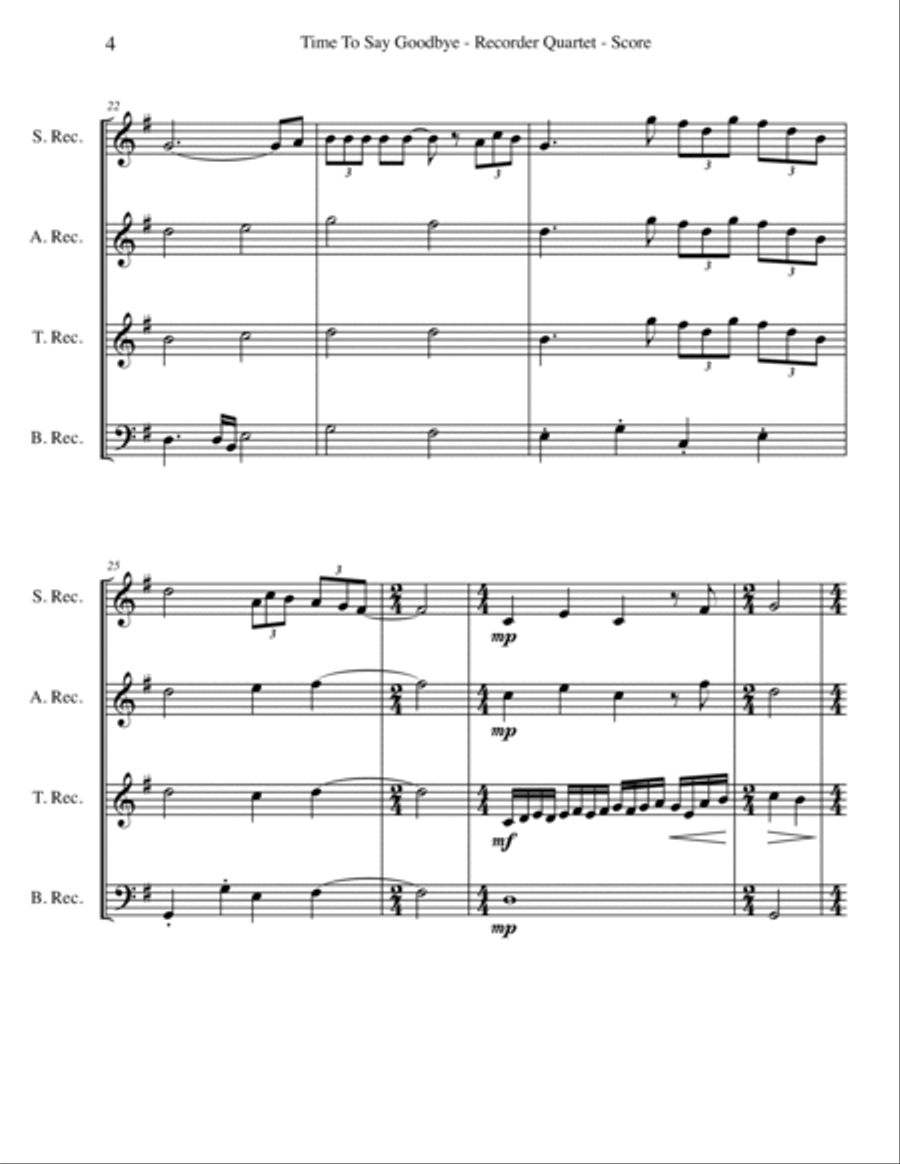 Time To Say Goodbye Small Ensemble scores gallery preview page 4
