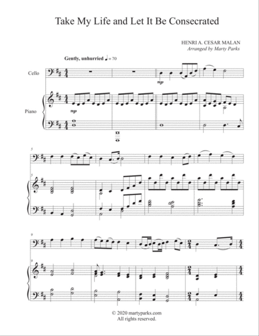 Book cover for Take My Life and Let It Be Consecrated (Cello-Piano)