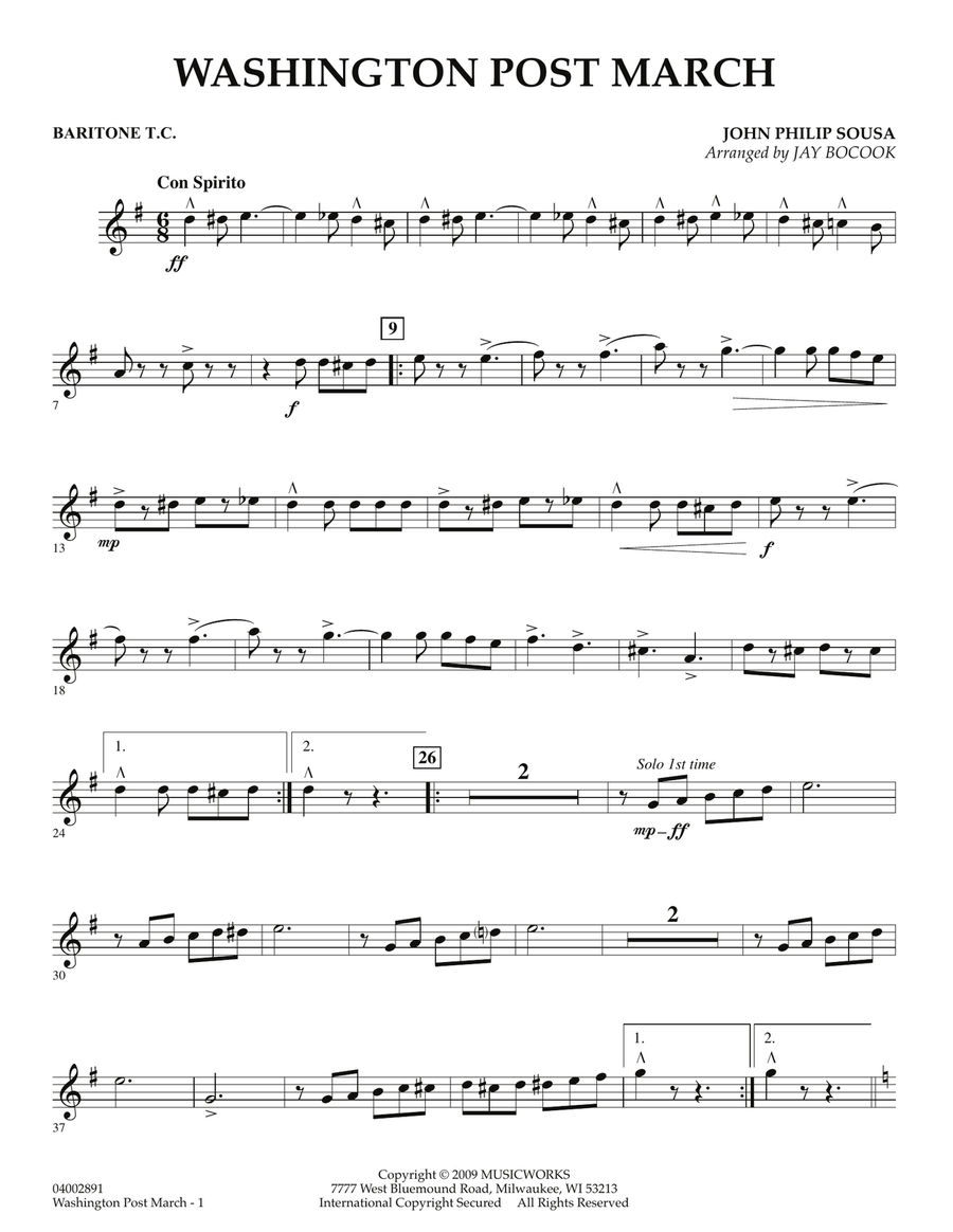 Washington Post March - baritone T.C. Concert Band scores gallery preview page 1
