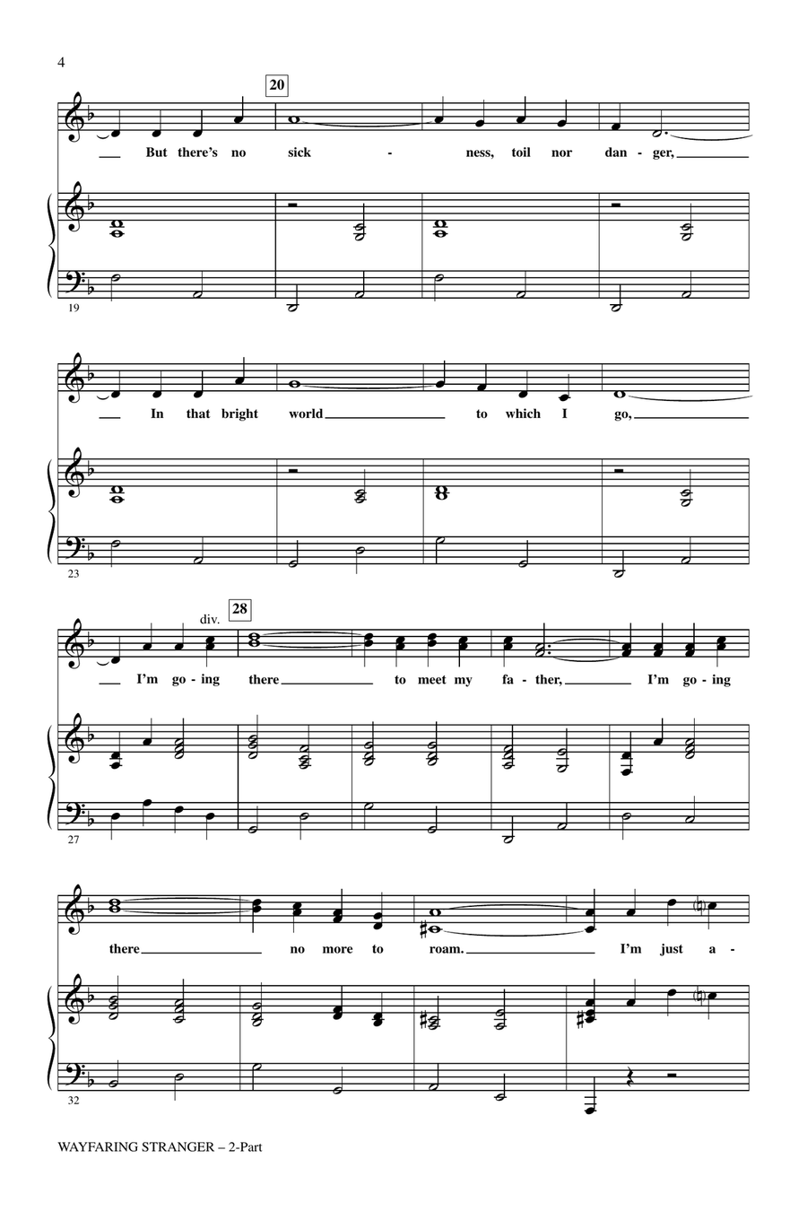 Wayfaring Stranger 2-Part - Digital Sheet Music page 2