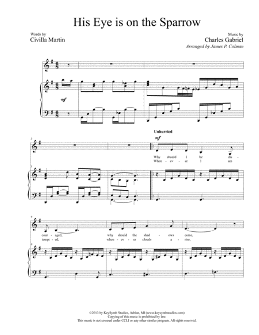 His Eye is on the Sparrow Low Voice scores gallery preview page 3