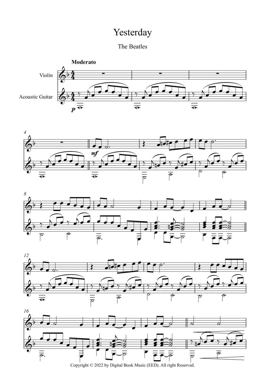 Yesterday String Duet scores gallery preview page 1