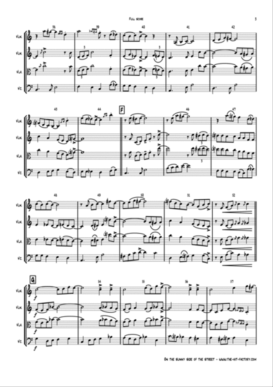On The Sunny Side Of The Street String Trio scores gallery preview page 3
