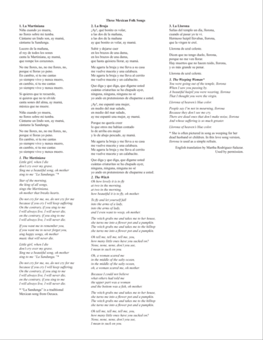 Three Mexican Folk Songs 4-Part scores gallery preview page 2