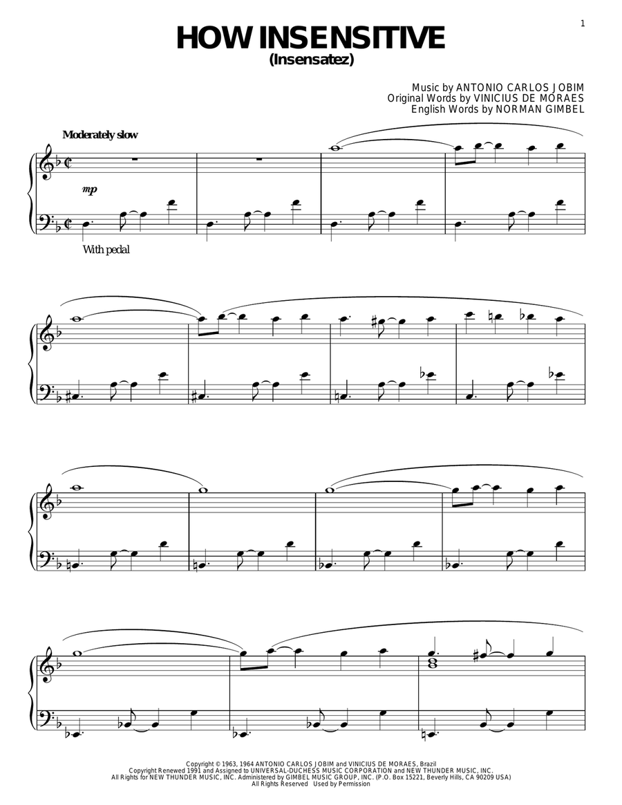 How Insensitive (Insensatez) Piano Solo scores gallery preview page 1