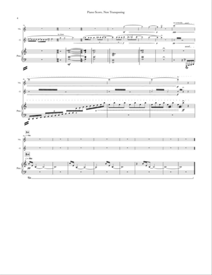 Contact (Metropolis, movement II) trio for violin, Bb clarinet, and piano Small Ensemble scores gallery preview page 4