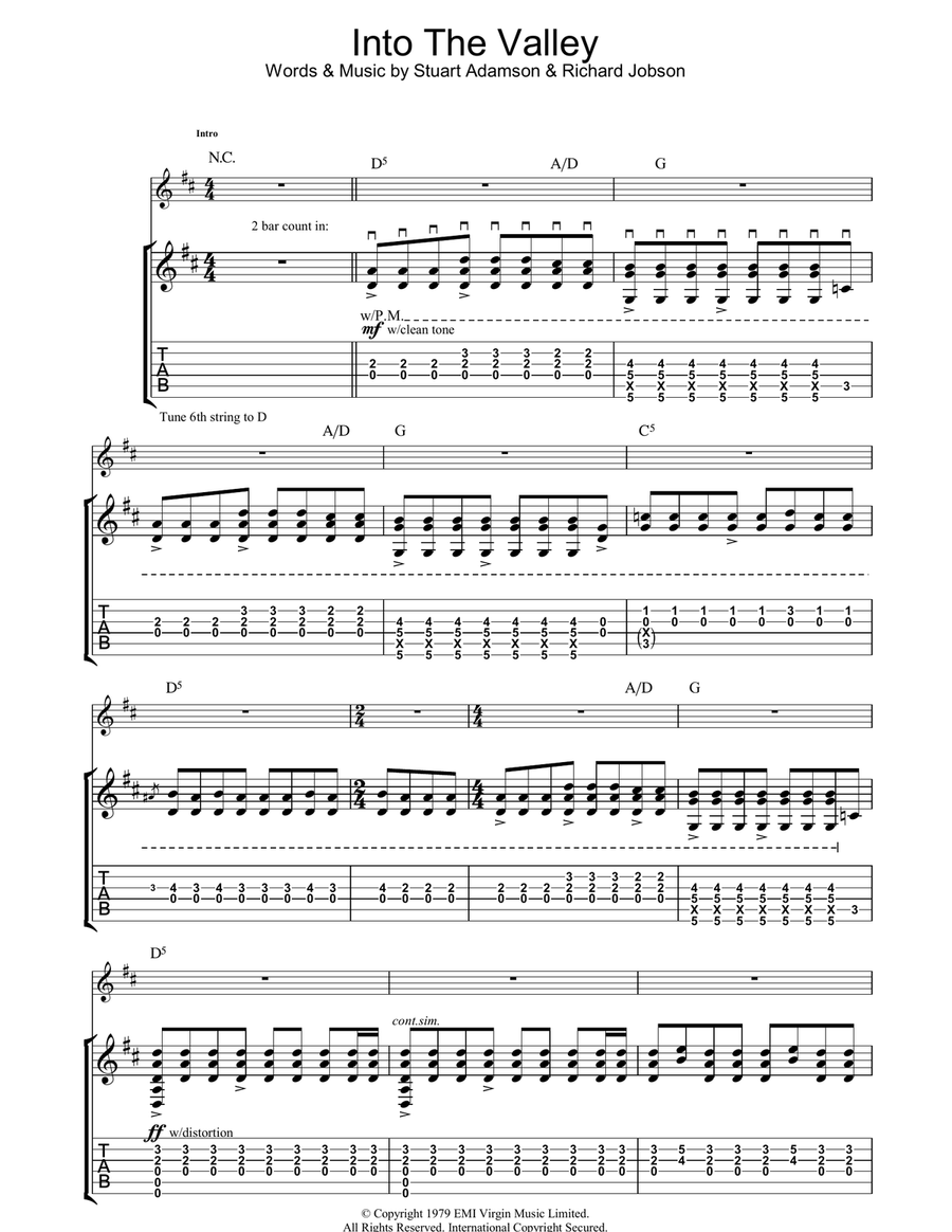 Into The Valley Electric Guitar scores gallery preview page 1