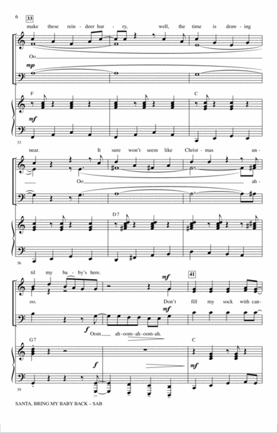 Santa, Bring My Baby Back (To Me) 3-Part scores gallery preview page 5