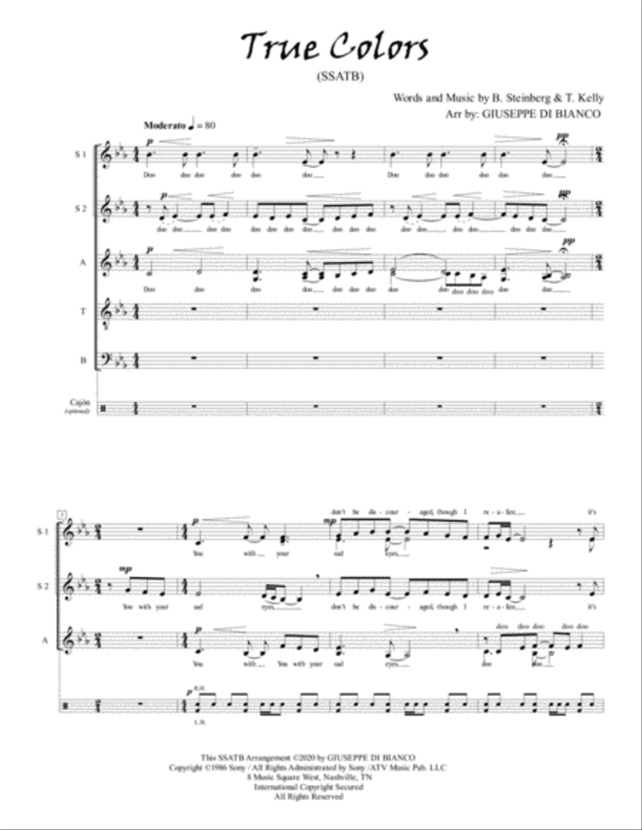True Colors Divisi scores gallery preview page 1