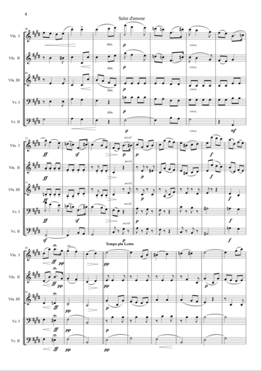 Salut d'amour String Quintet scores gallery preview page 4