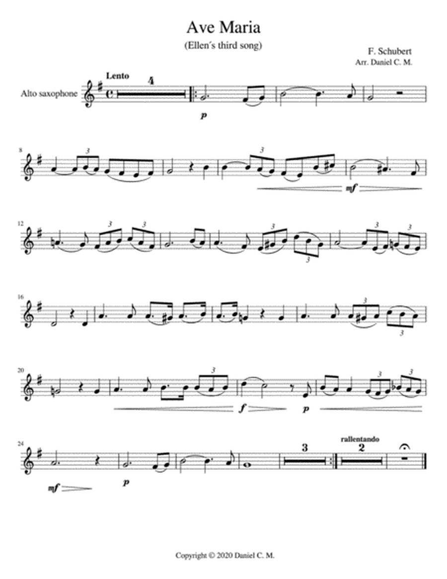 Ave Maria for alto saxophone and piano image number null