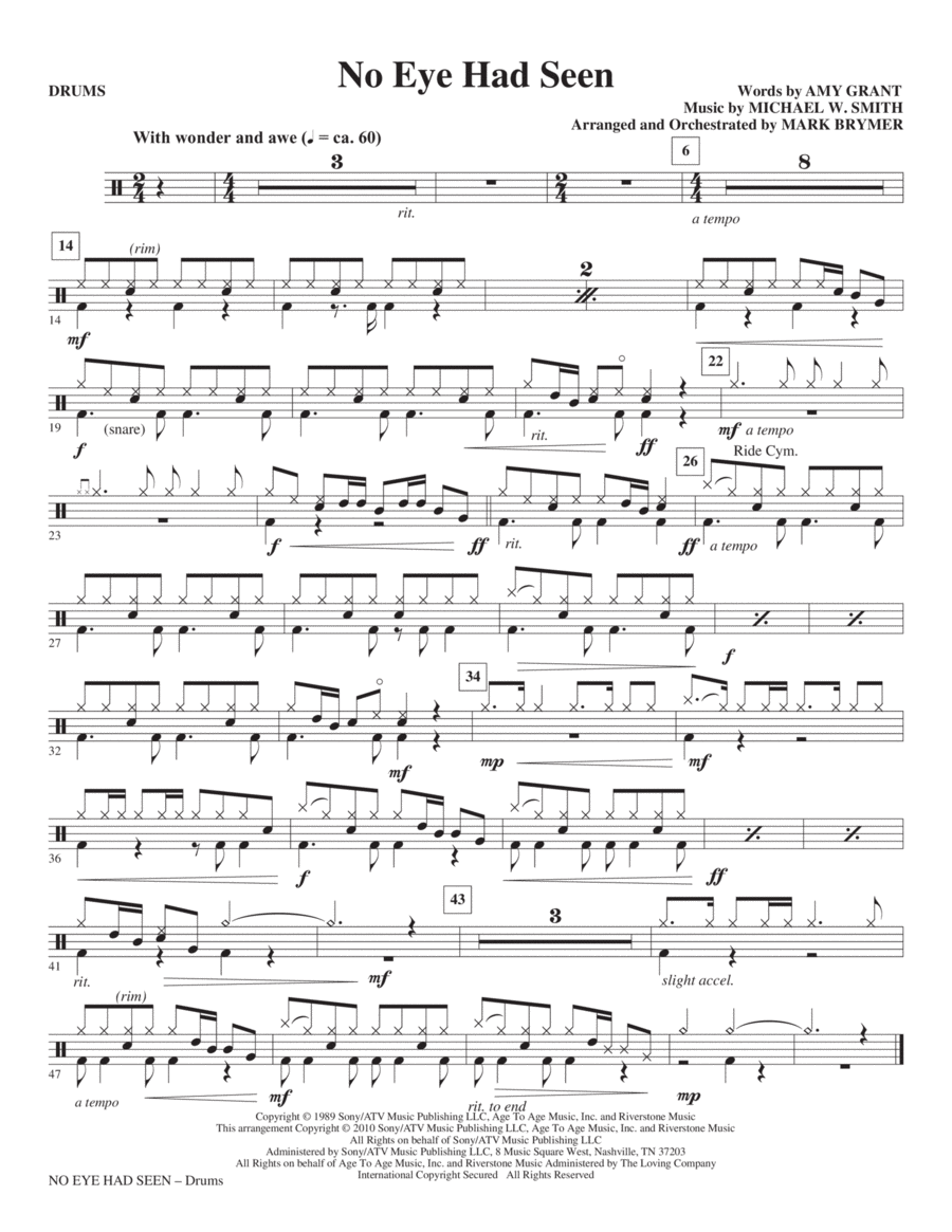 No Eye Had Seen - Drums Choir scores gallery preview page 1