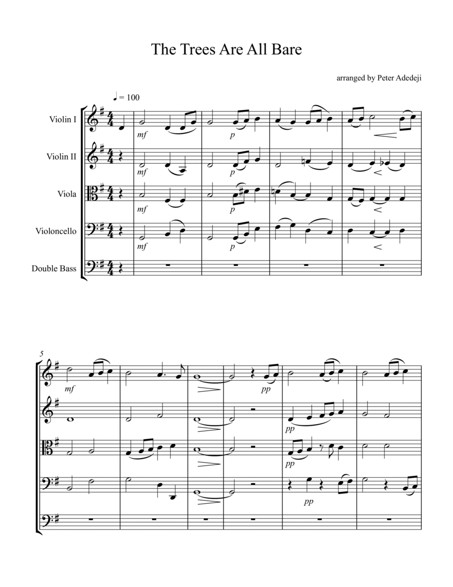 The Trees are all bare String Quintet scores gallery preview page 1