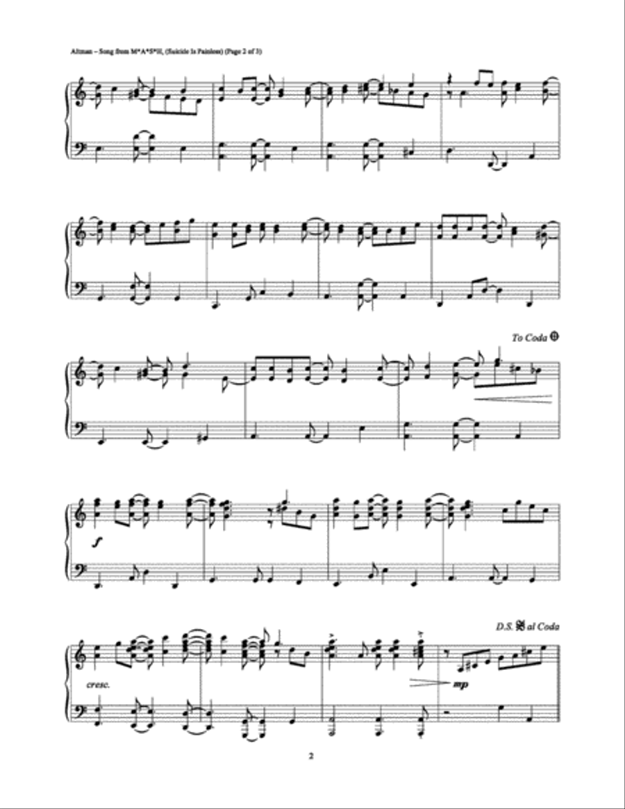 Song From M*A*S*H Song From M*A*S*H Piano Solo scores gallery preview page 2