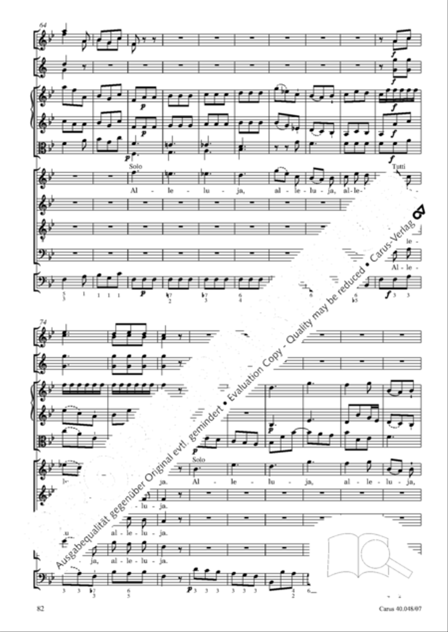 Regina coeli in B-Flat Major, K. 127 4-Part scores gallery preview page 83