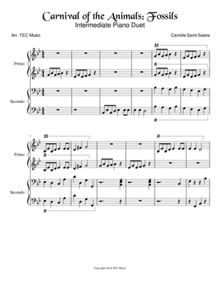 Carnival of the Animals: Fossils (Intermediate Piano Duet)