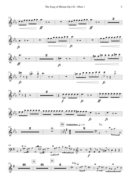 Schubert - The Song of Miriam Op.136 - Oboe 1