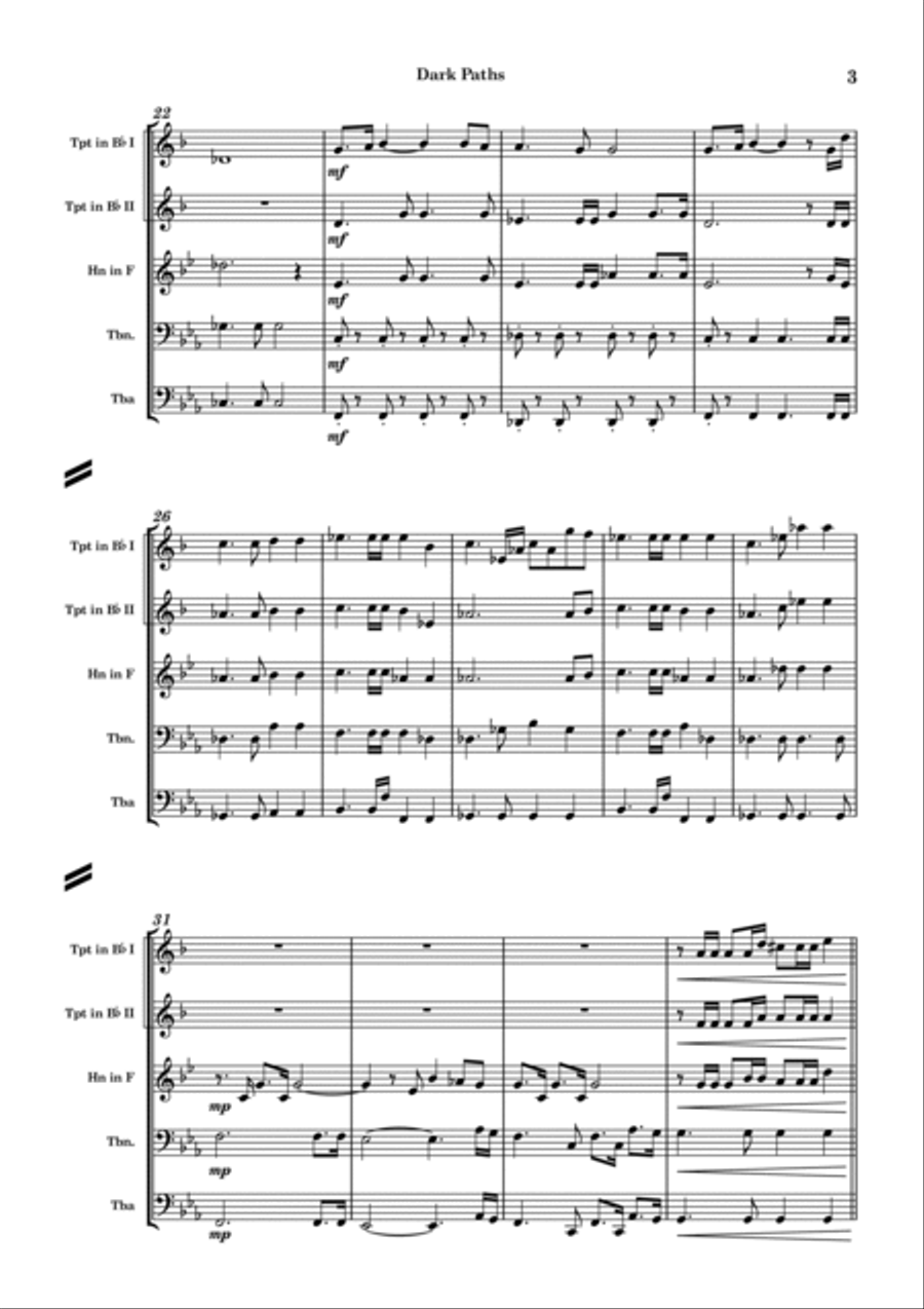 Dark Paths for Brass Quintet Brass Quintet scores gallery preview page 3