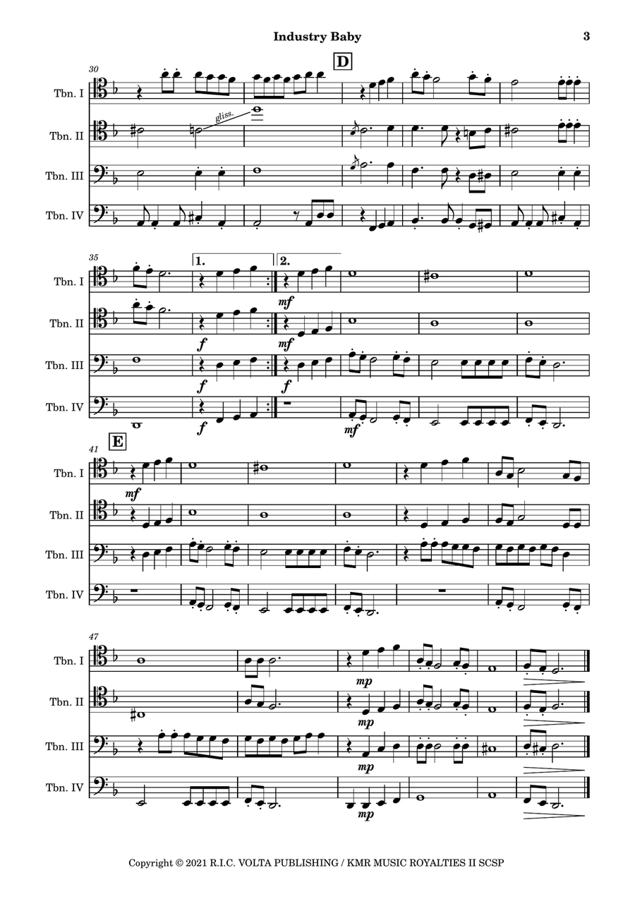 Industry Baby Brass Quartet scores gallery preview page 4