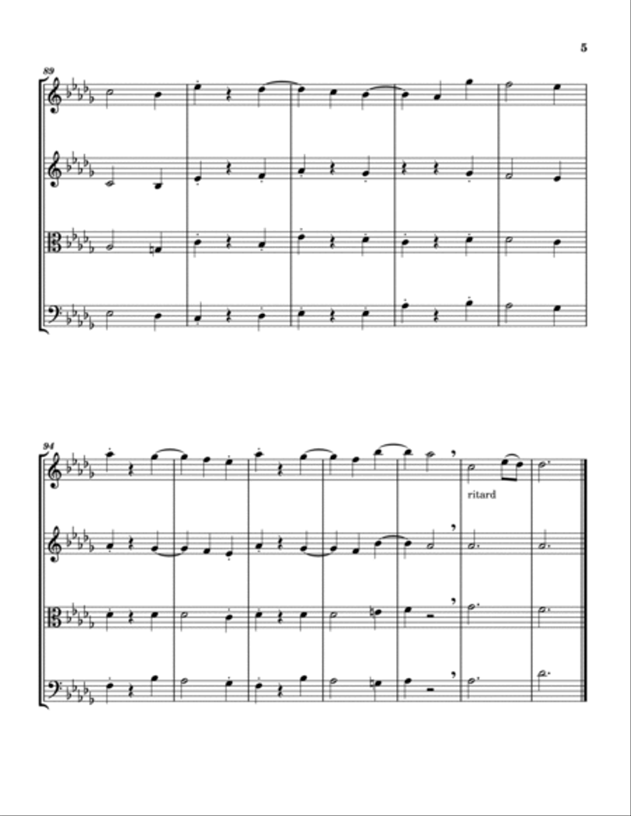 Moonlight Sonata 2nd Mvmt (Sonata No. 14 opus 27 no. 2) - Beethoven - String Quartet String Quartet scores gallery preview page 5