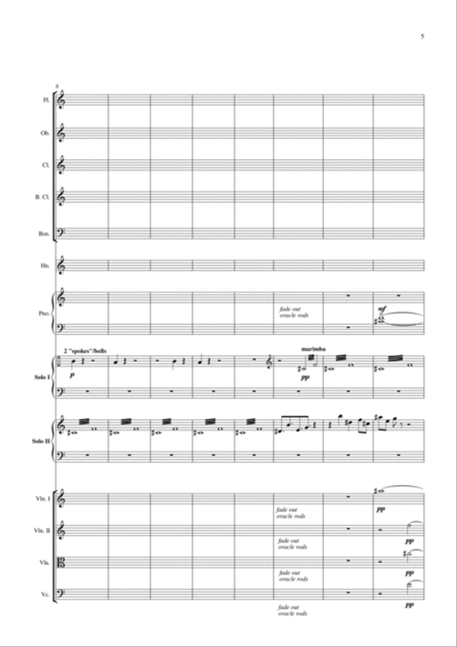 Carson Cooman: Cerulean: Double Percussion Concerto (2004) for two solo percussionists and ensemble, Chamber Orchestra scores gallery preview page 5